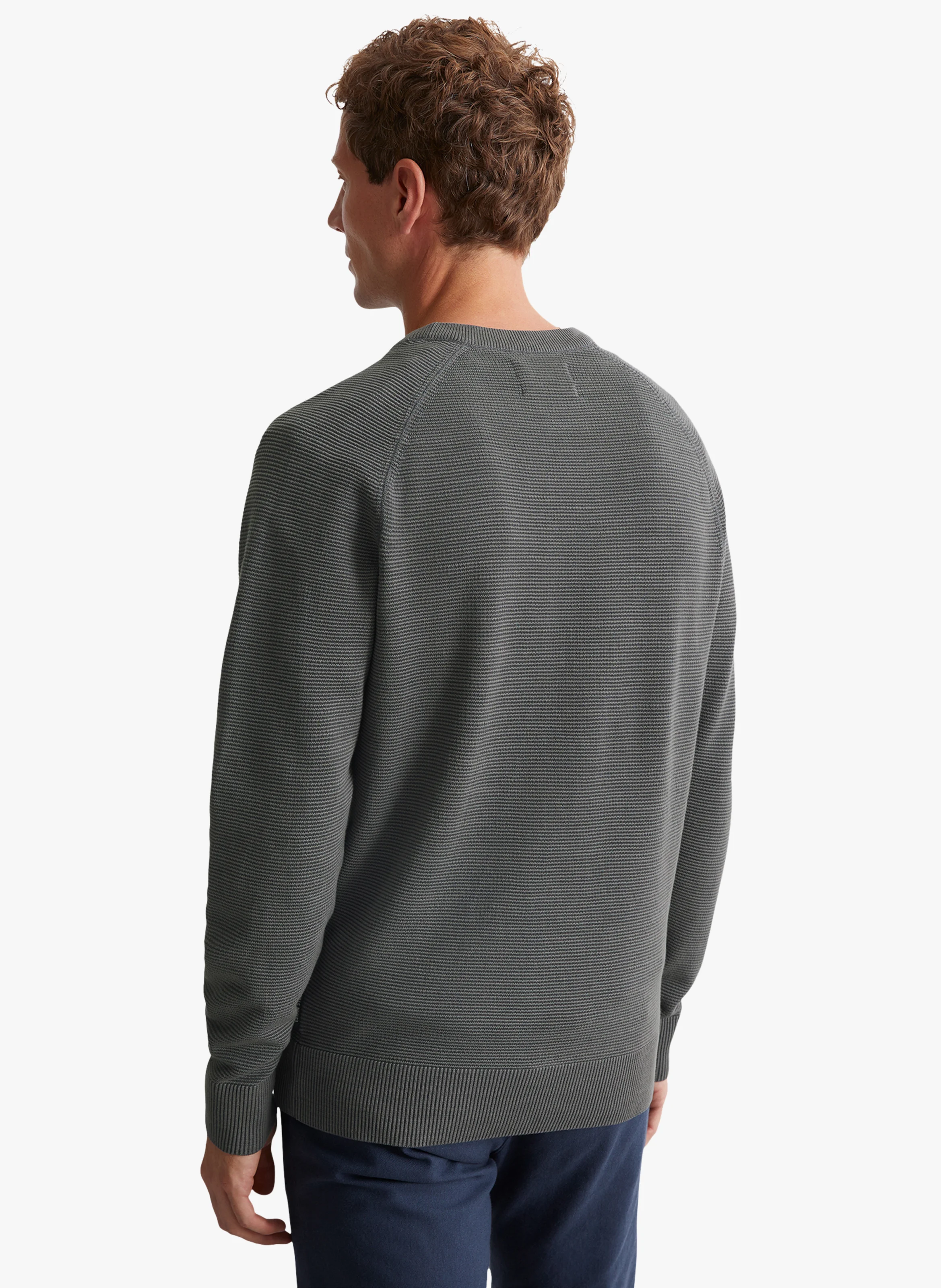 Pull col rond regular-fit en coton bio | Gris