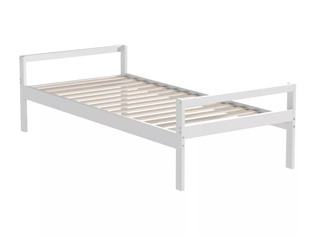Lit superposé 90 x 200 cm Escalier de sécurité avec rangement caché Compartiment de rangement bureau Design clôture haute Blanc