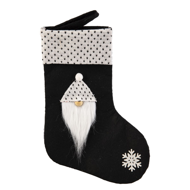Nikolausstiefel Wichtel schwarz/weiß - ca. 38 x 26 cm - 1 Stück