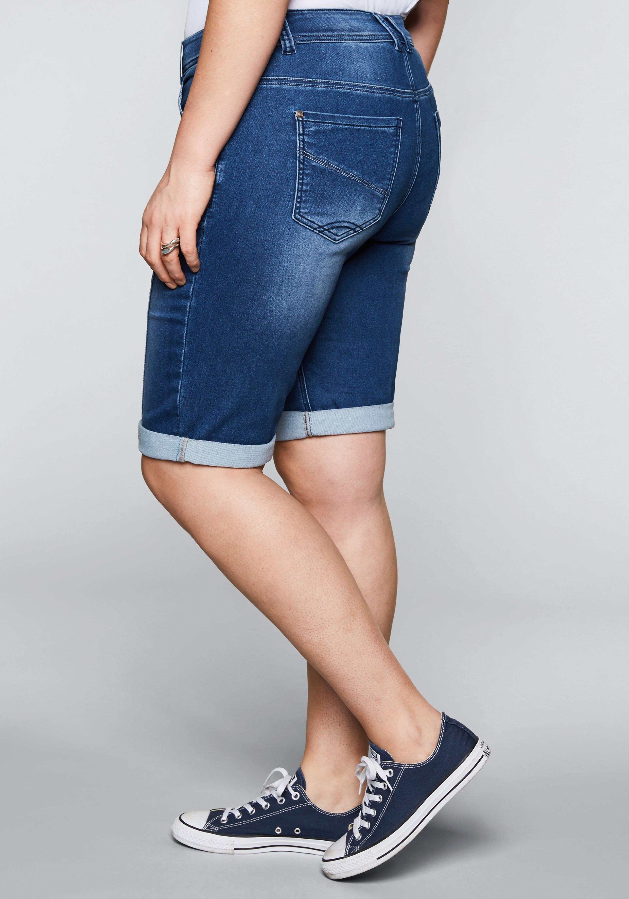 Bermudas aus Sweat-Denim mit Teilungsnaht