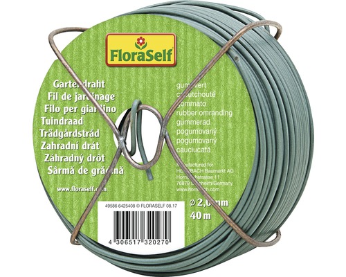 FloraSelf tuintouw, metaal-kunststof, gerubberd, Ø 2 mm, 40 m, groen