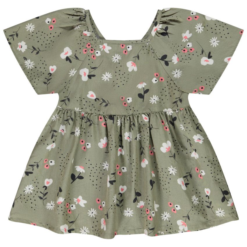 Tunique manches courtes en lyocell imprimé floral pour fille - Vert