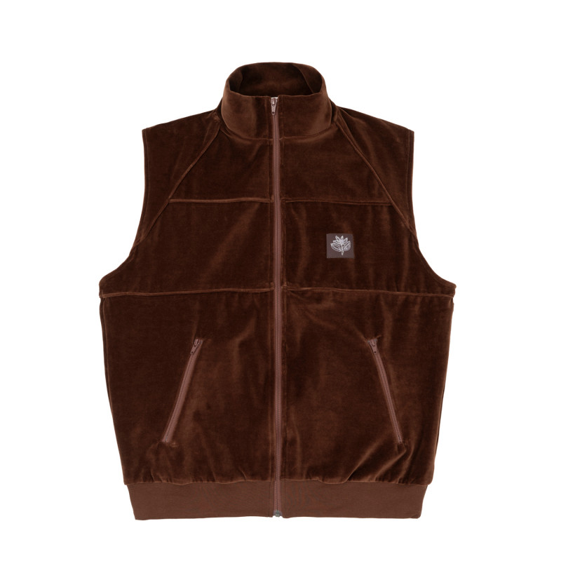 GILET DE SURVÊTEMENT EN VELOURS - CHOCOLAT
