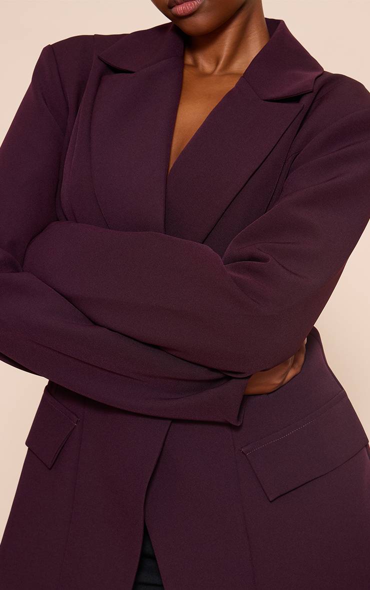 Chocolate Plum Blazer À Taille Cintrée Et Col À Revers Pointus
