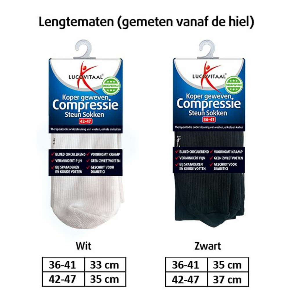 Lucovitaal Compressie Steun Sokken Zwart maat 36-411 paar