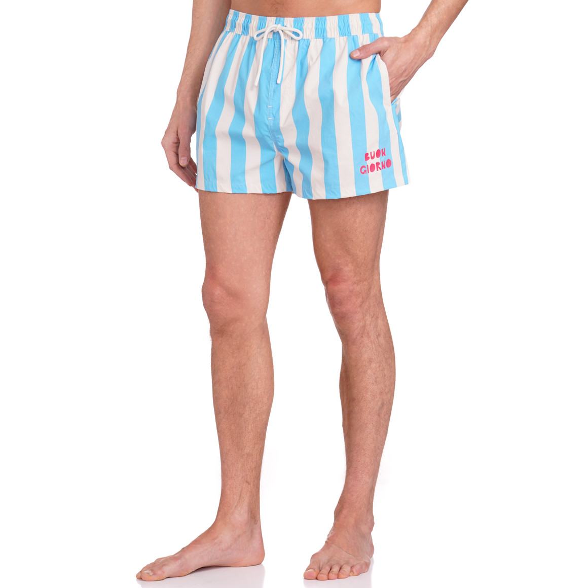 Jonas Nielsen Herren Badeshorts mit Streifen hellblau / weiss
