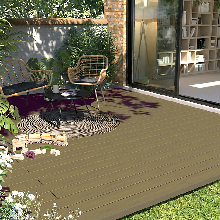 Profil de finition clipsable en composite Neva premium effet bois chêne L.220 x l.14,5x H.5,2 cm