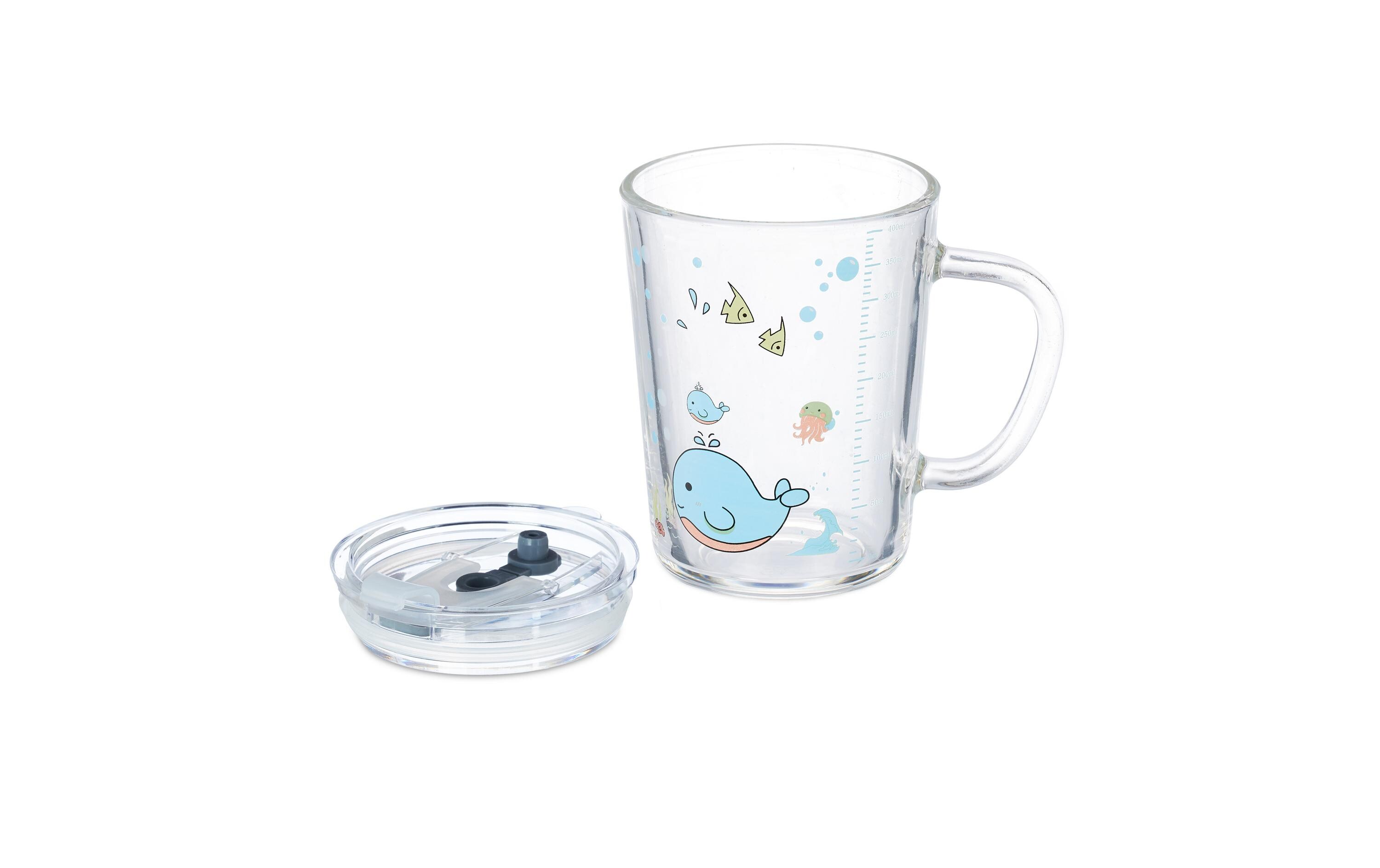 Kindertrinkglas Wal 2 Stück, 400 mlKindergläser mit Walmotiv