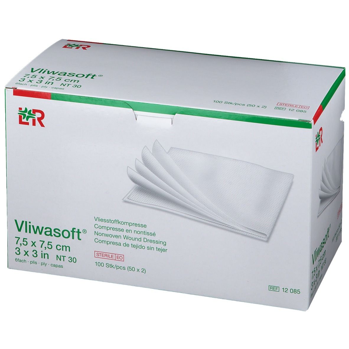 Vliwasoft® Vliesstoffkompresse 7,5 cm x 7,5 cm 6lagig steril