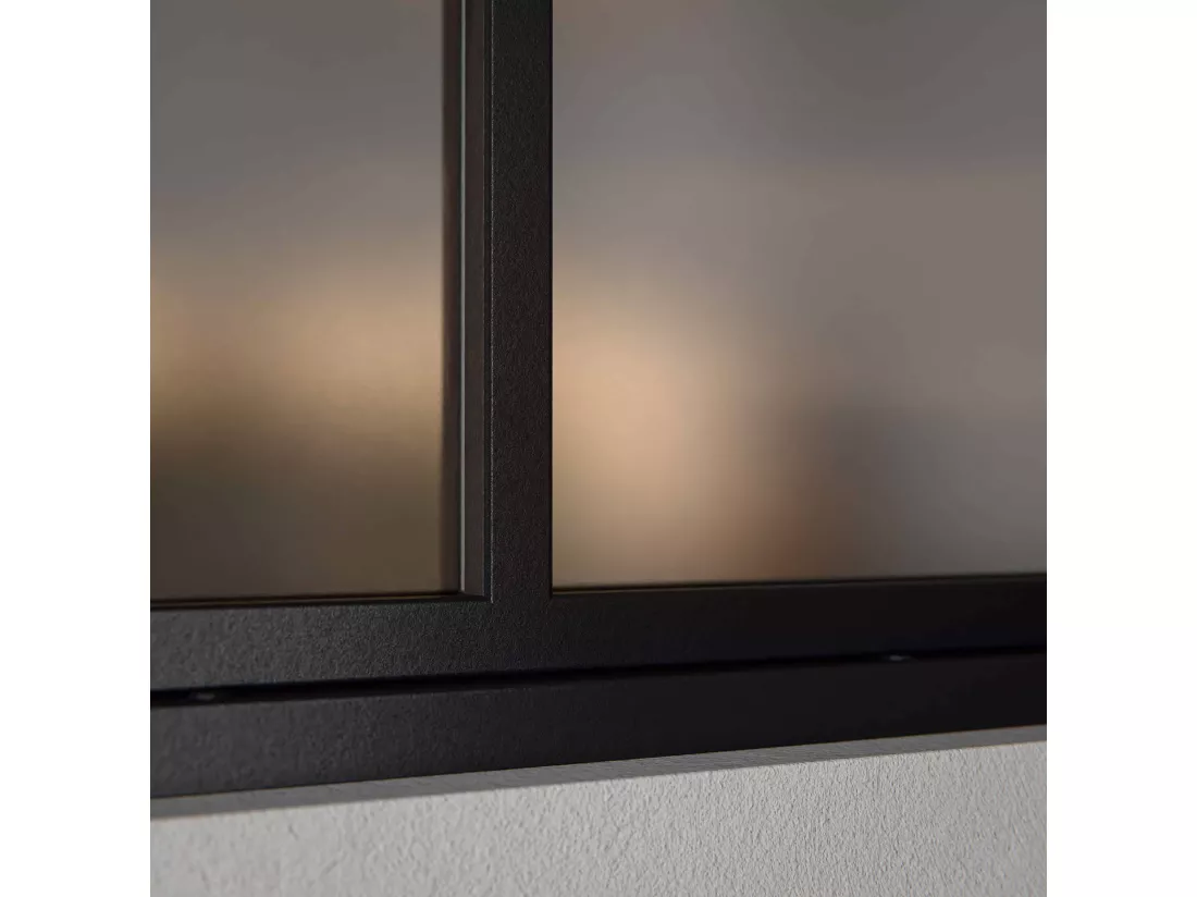 Verrière 2 Carreaux - Déjà Montée - Noir Mat - Verre Dépoli