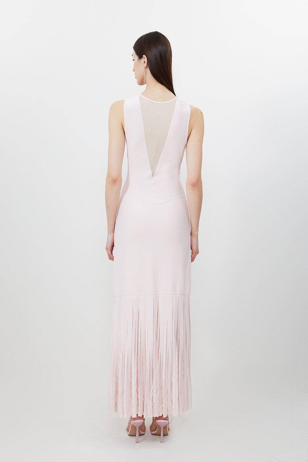 KarenMillen Robe longue en maille maxi à jupe transparente en mélange de viscose