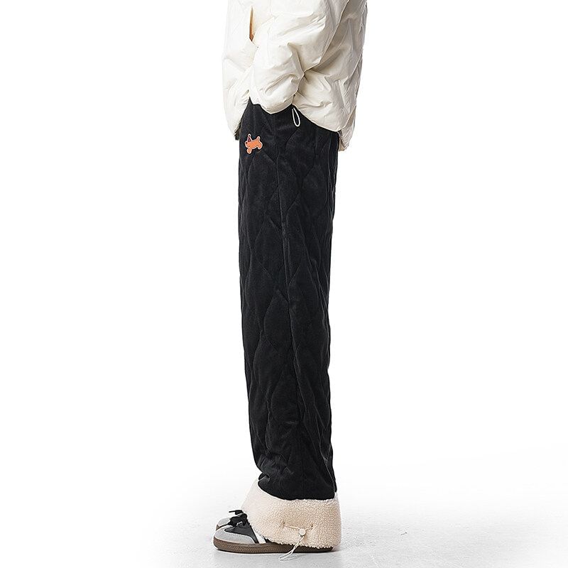 Kimeya - Wijde broek met middelhoge taille en imitatiebontprint en hondenprint