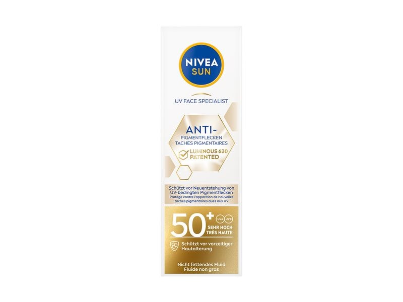 NIVEA SUN Sonnenfluid Face Luminous LSF50 40 ml Innovatives Fluid gegen Pigmentflecken