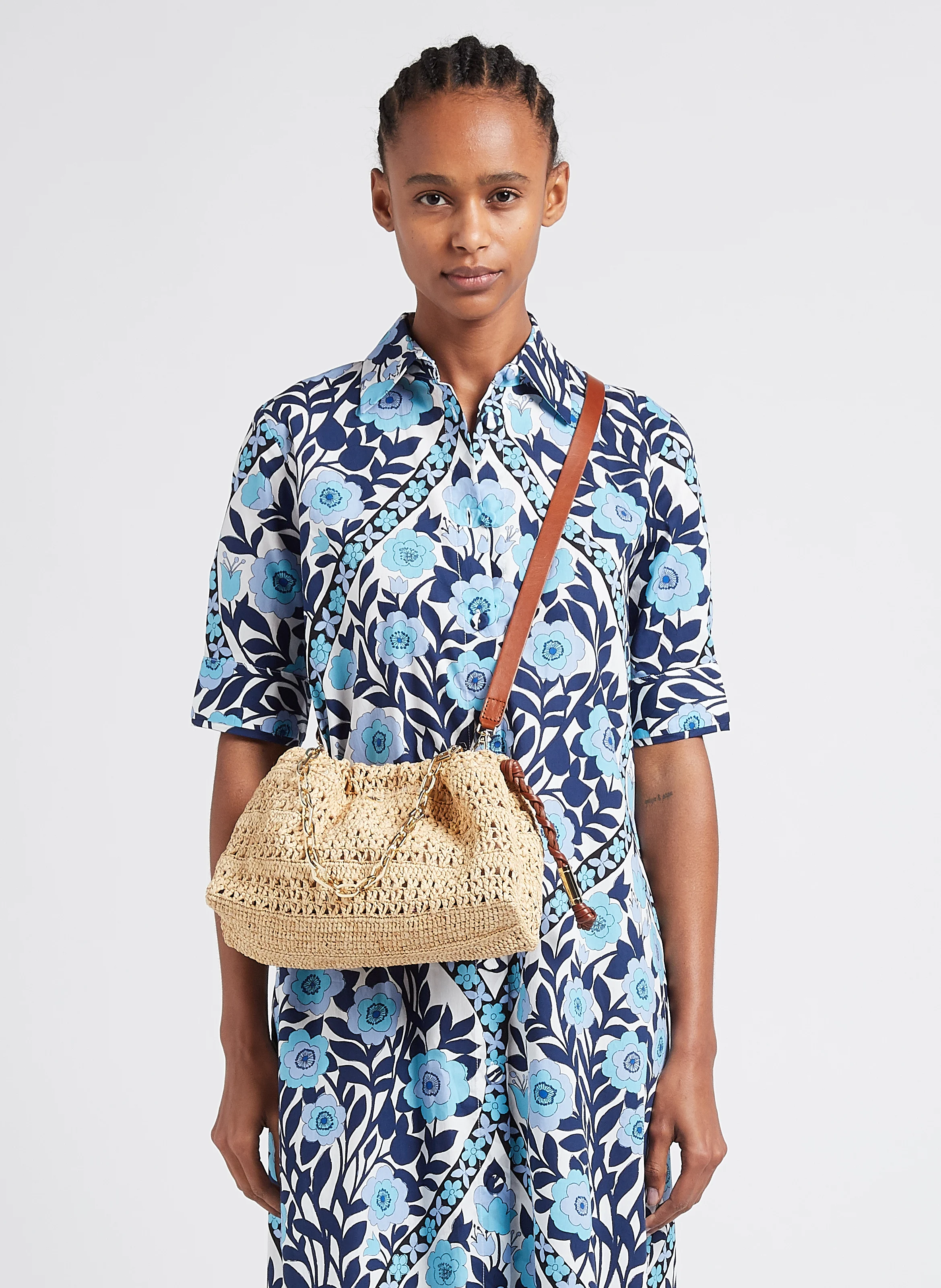 JUNE - Sac bandoulière en raphia | Marron