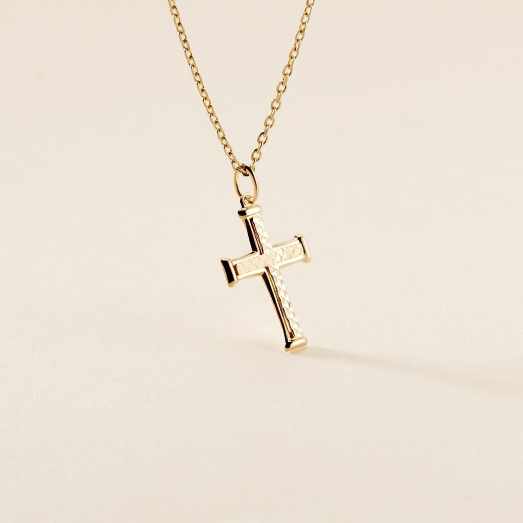 Pendentif Benny Croix Ciselee Or Jaune