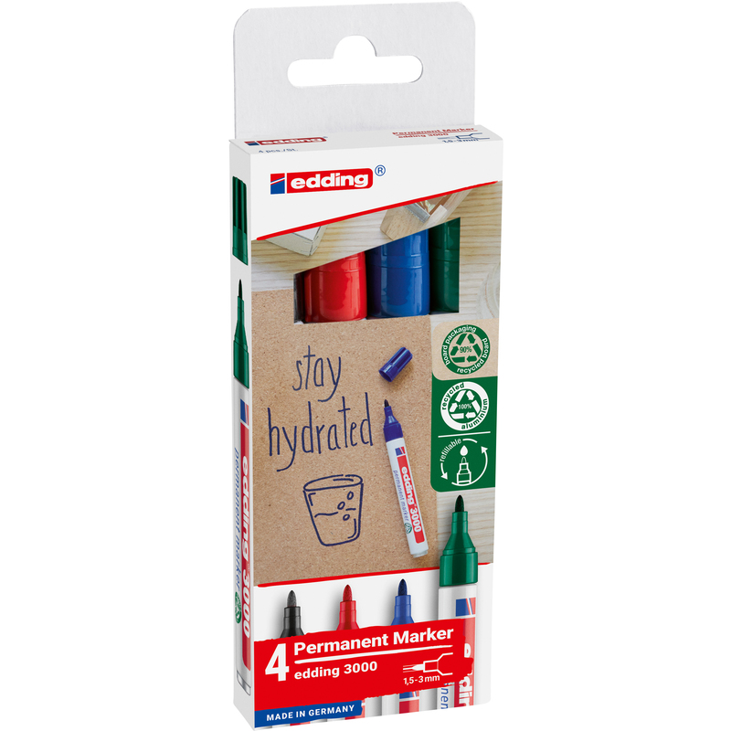 Edding Permanent Marker 3000, 4 Stück, assortiert