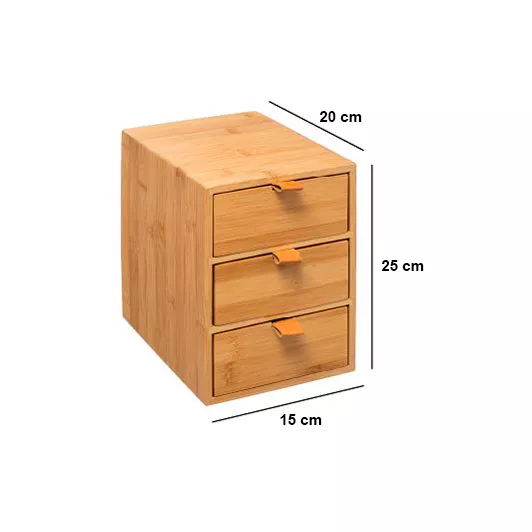 Boite bambou 3 tiroirs (H25 cm) Sury Naturel