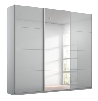 Kleiderschrank KULMBACH 203 x 210 cm Seidengrau/Grauglastüren