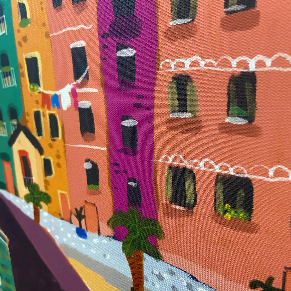 Art voor de Home Canvas Boogvormig Kleuren aan de Italiaanse Kust