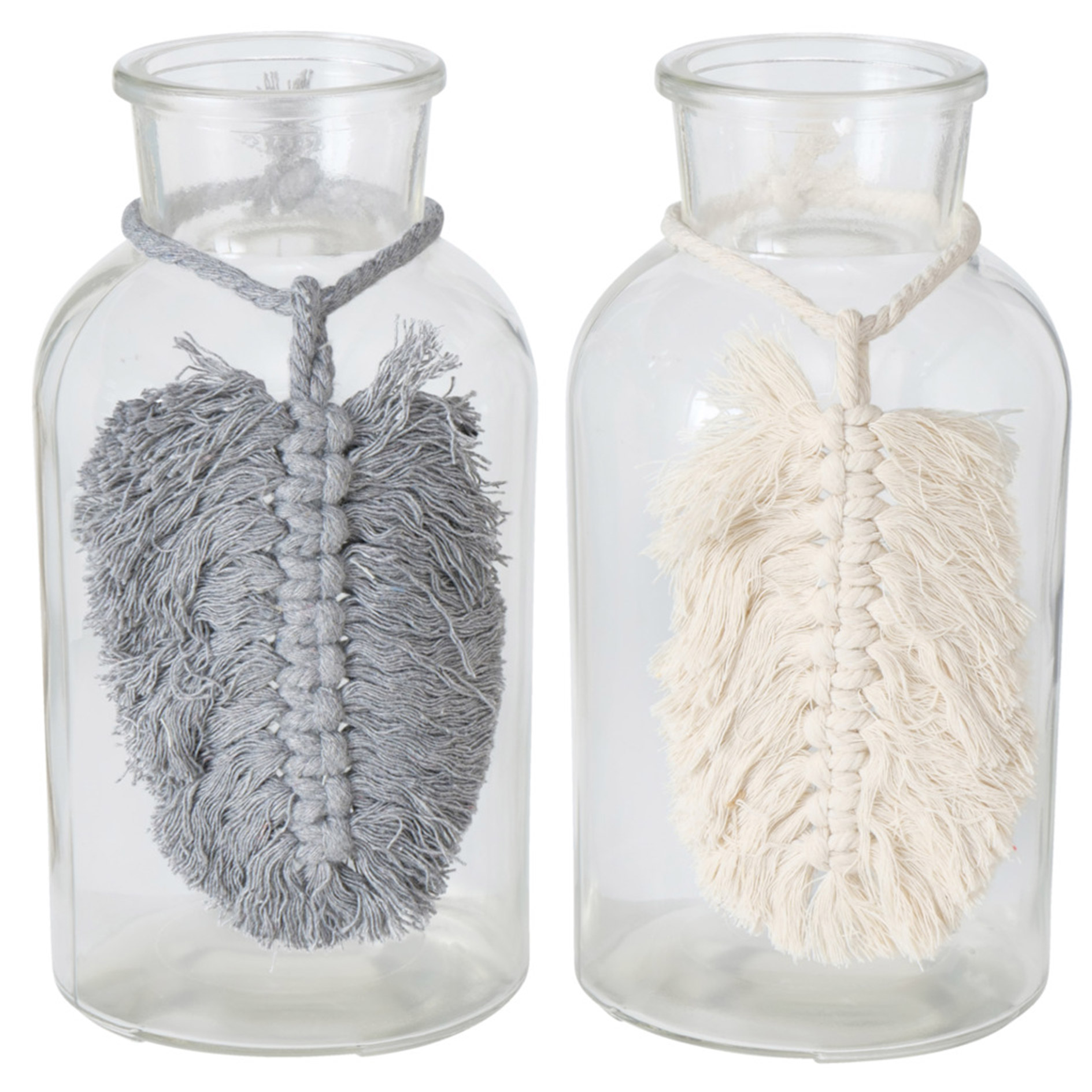 Vase - beige oder grau - Klarglas