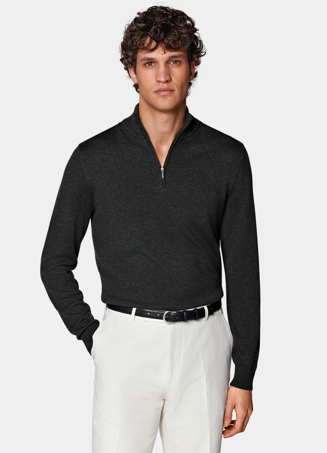 Pull semi-zippé gris foncé