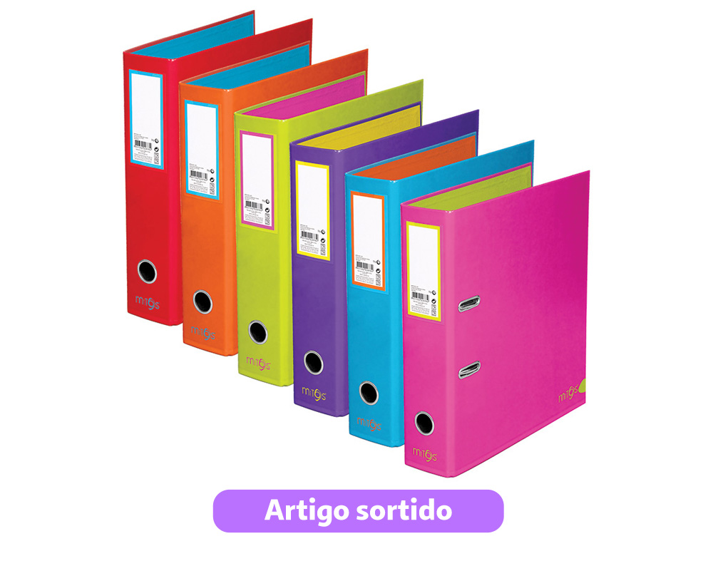 PASTA ARQUIVO A4 LOMBADA LARGA DUO MITOS CORES SORTIDAS