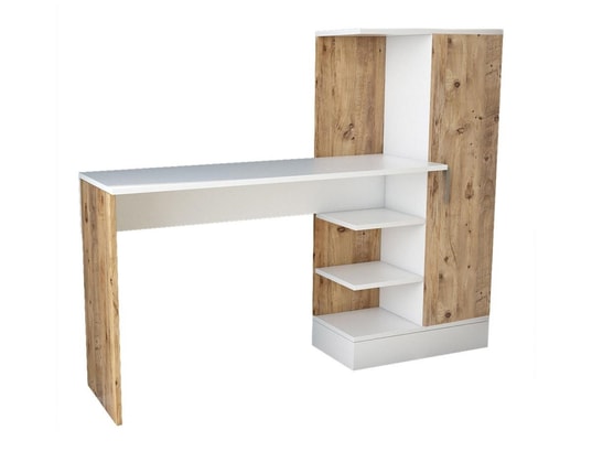 VENTE-UNIQUE - Bureau avec armoire de rangements - coloris : naturel et bla...
