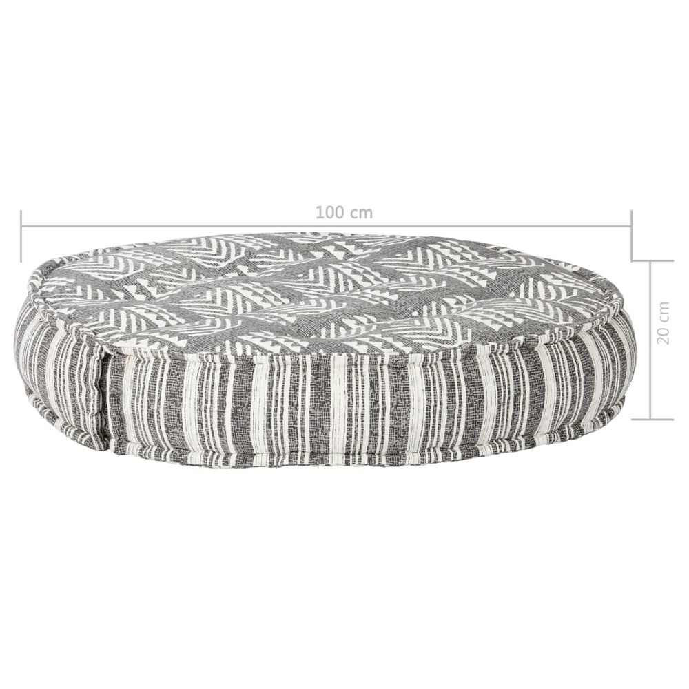 Pouf 100x20 cm gris rayé tissu