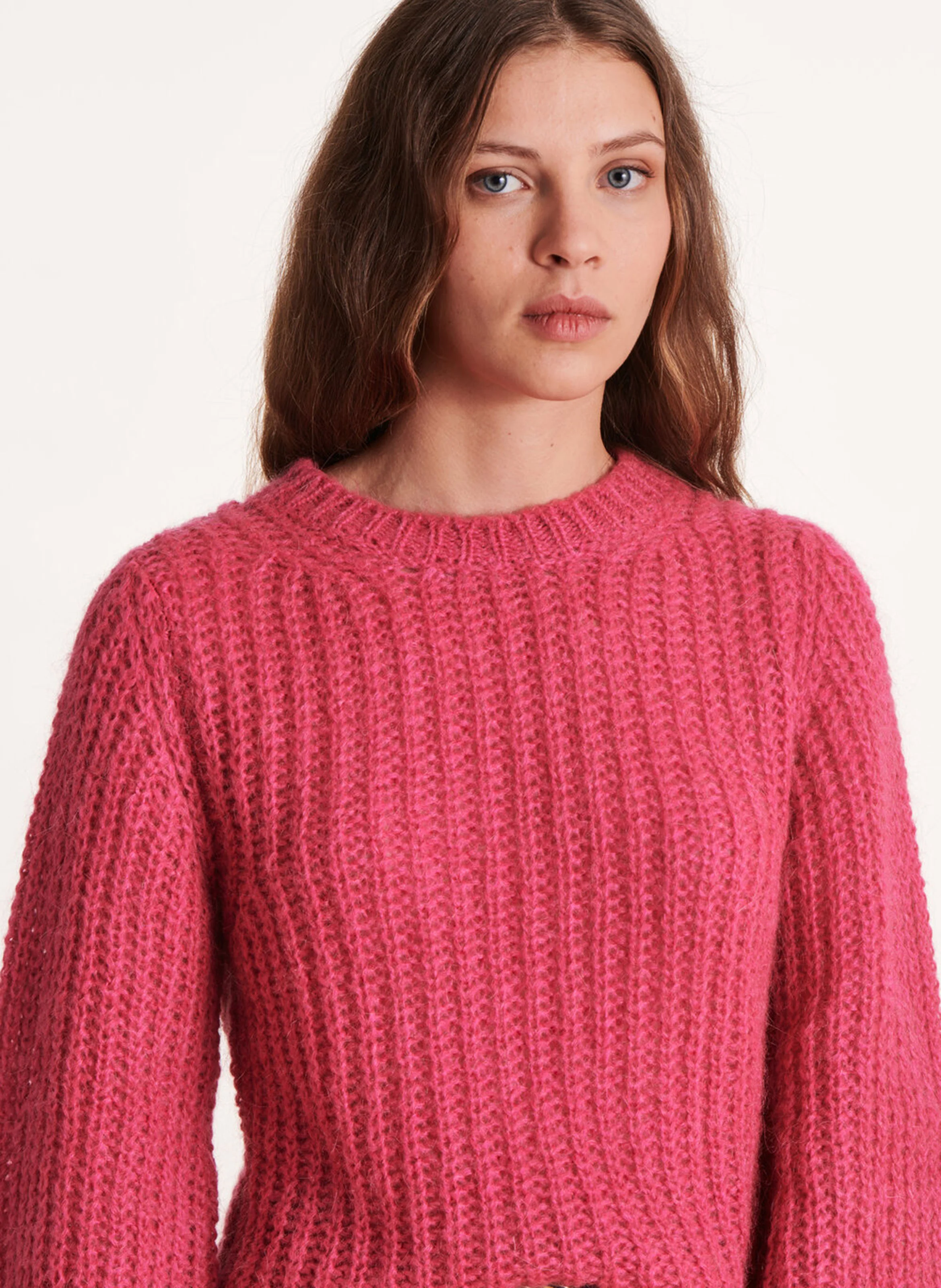 Pull col rond en maille | Rose