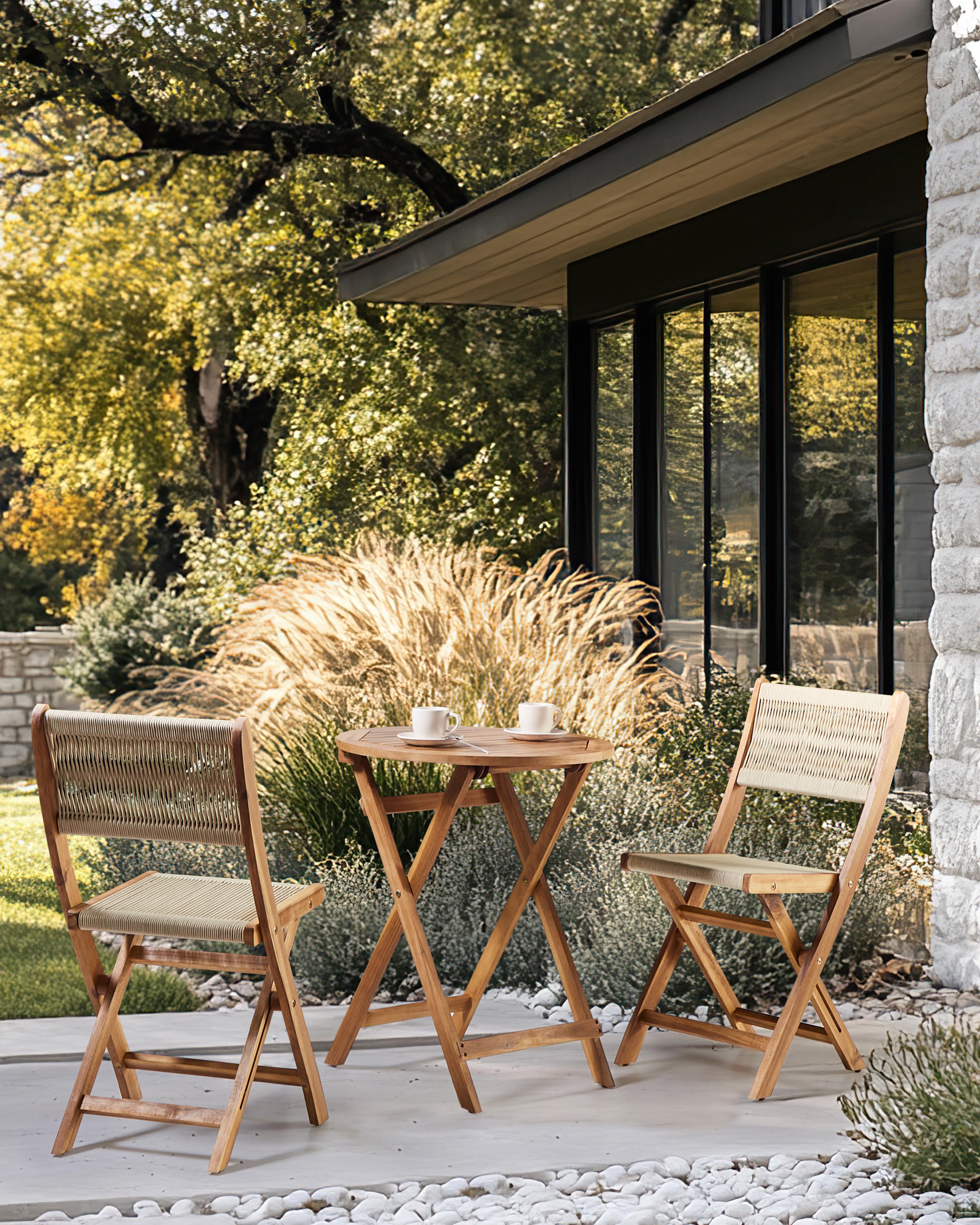 Set van 2 tuinstoelen PROSSEDI inklapbaar Acaciahout Beige