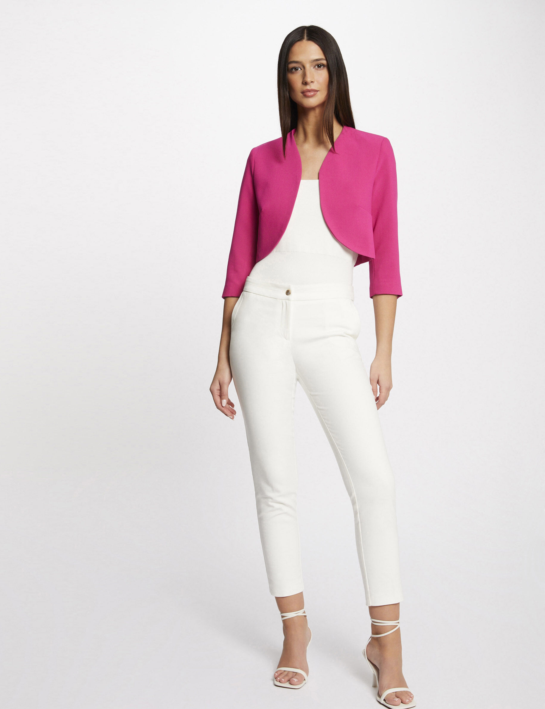 Veste droite manches 3/4 rose fonce femme - rose_fonce