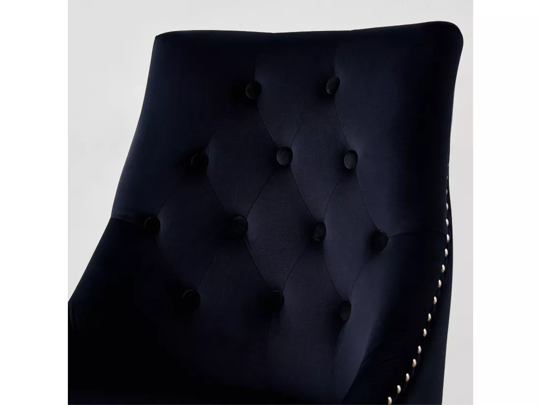 Lot de 6 chaises de salle à manger Windsor - Revêtement en velours et pieds robustes en bois massif - Parfaites pour votre salle à manger et votre salon - Noir