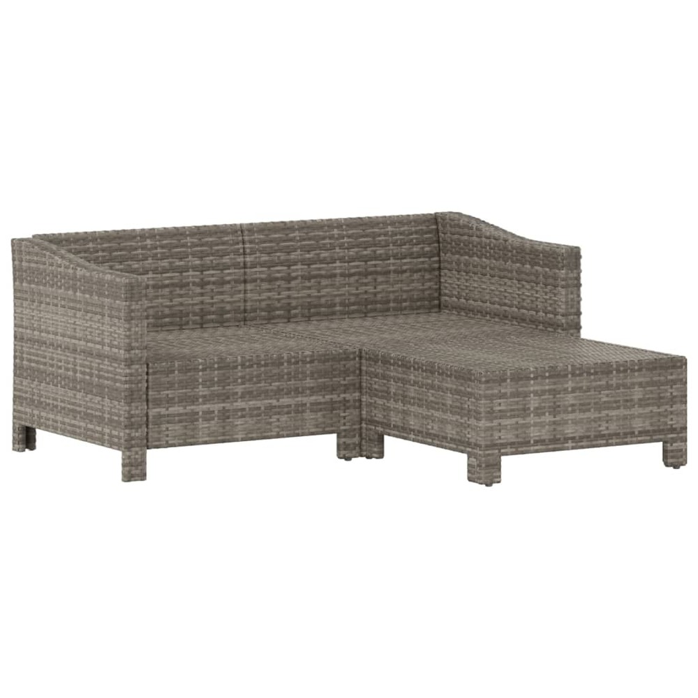 Salon de jardin meuble d'extérieur ensemble de mobilier 3 pièces avec coussins gris résine tressée