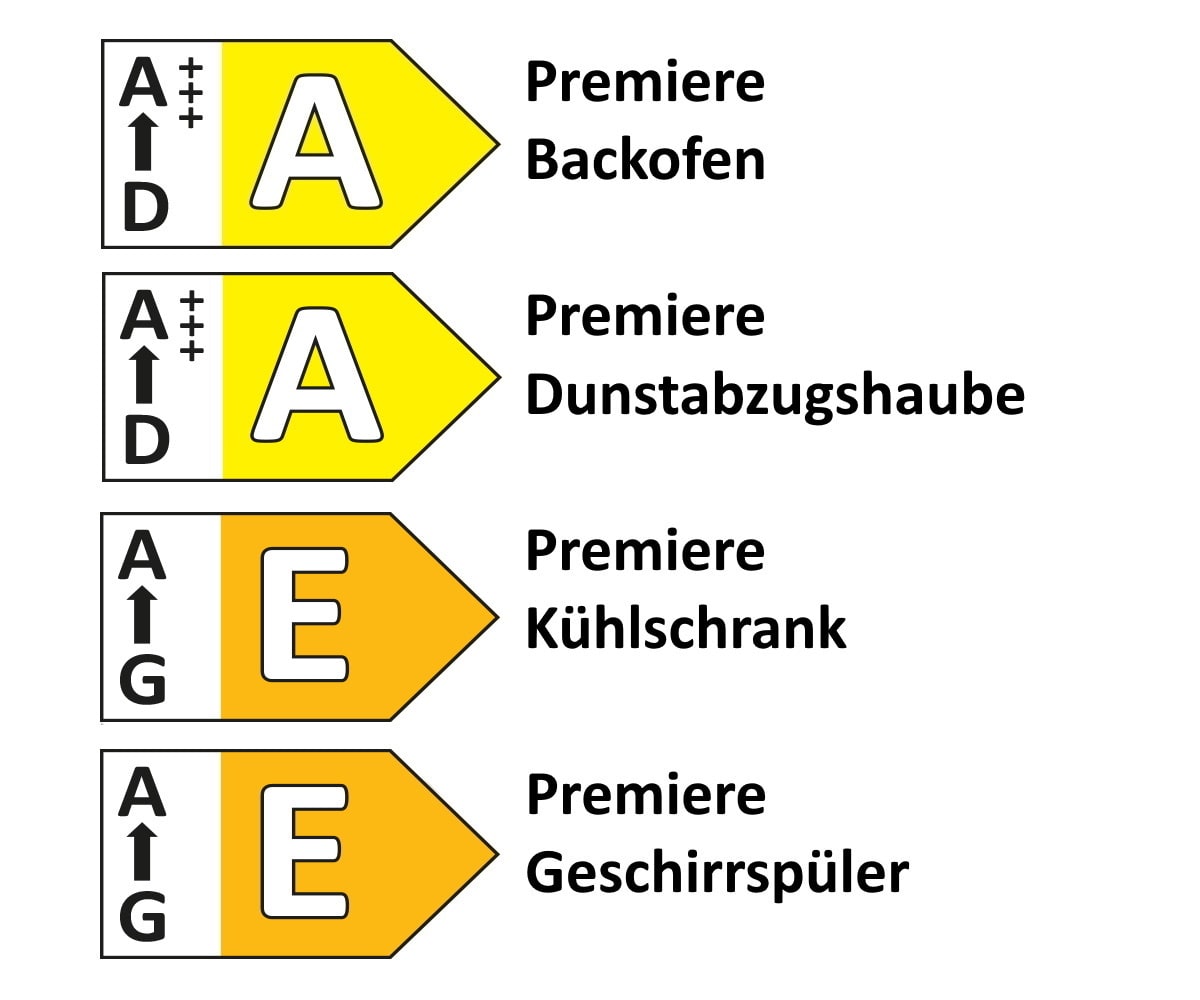 Einbauküche Gloss, weiß Hochglanz, inkl. Elektrogeräte