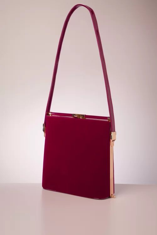 Banned Retro Felicia Velvet handtas in bordeauxrood