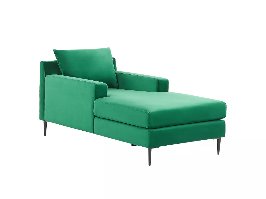 Chaise longue en velours vert GUERET
