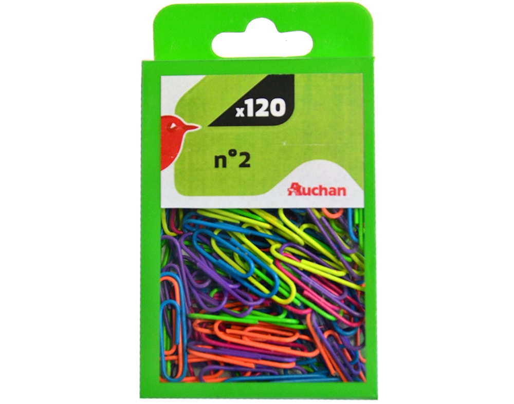 CLIPS Nº2 AUCHAN CORES SORTIDAS 120 UNIDADES