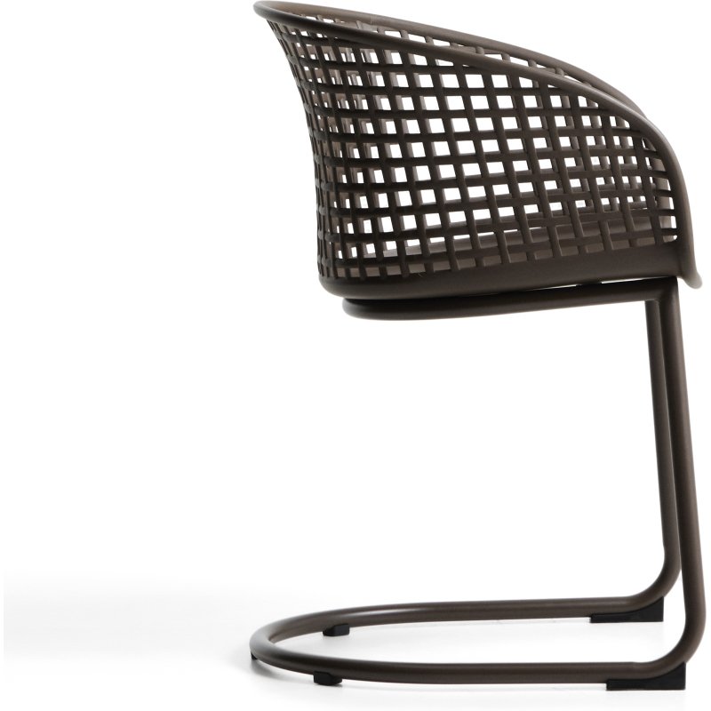 Chaise d’extérieur Tenaro en plastique avec structure en acier marron