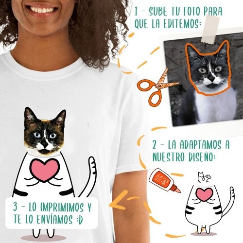 Camiseta feminina Mascochula, personalizada com a foto do seu animal de estimação, azul marinho.
