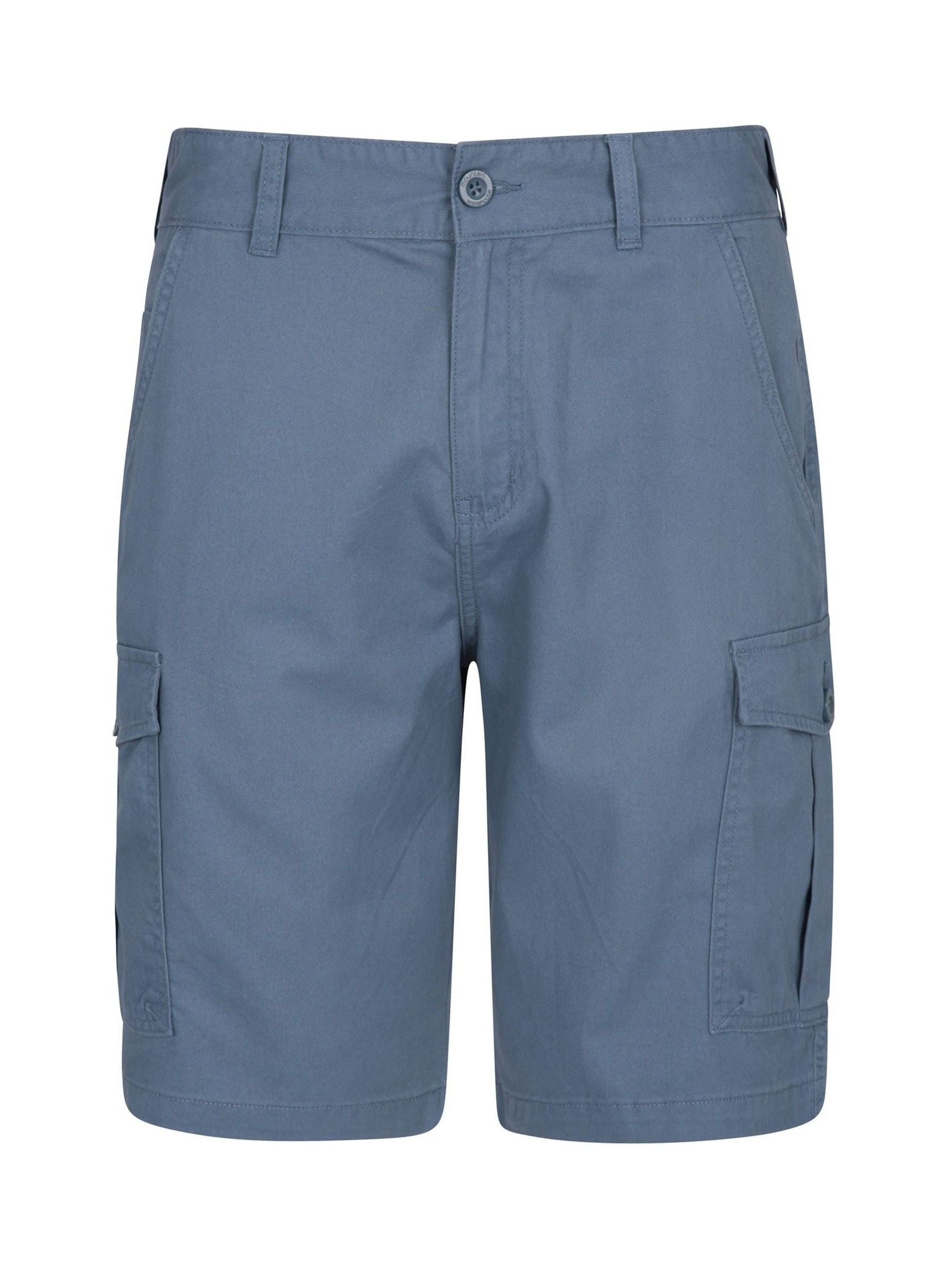 Blauw - Mountain Warehouse Mens Lakeside 100% Cotton Cargo Shorts