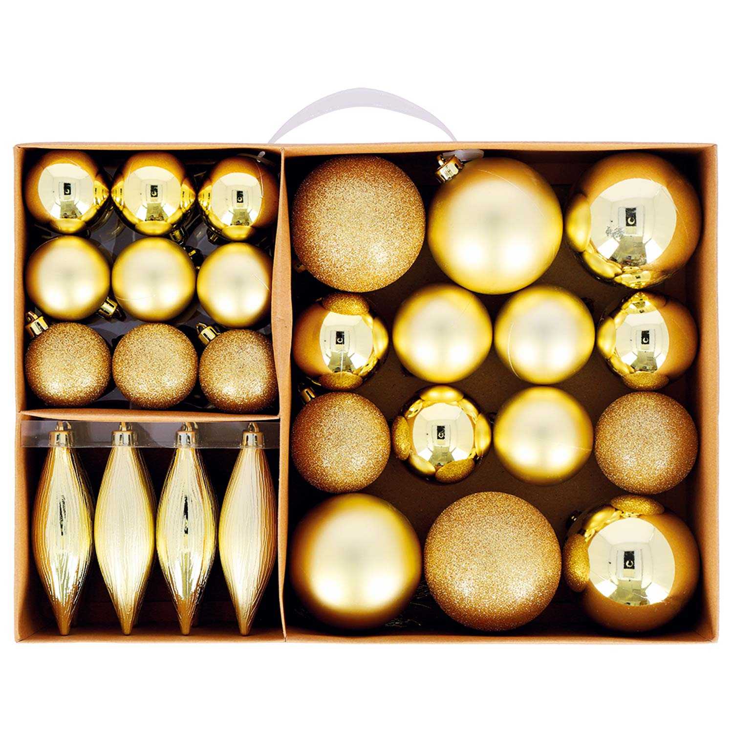 O'canny Weihnachtskugel-Set aus Kunststoff mit Glitter und Faden 31teilig 3fach