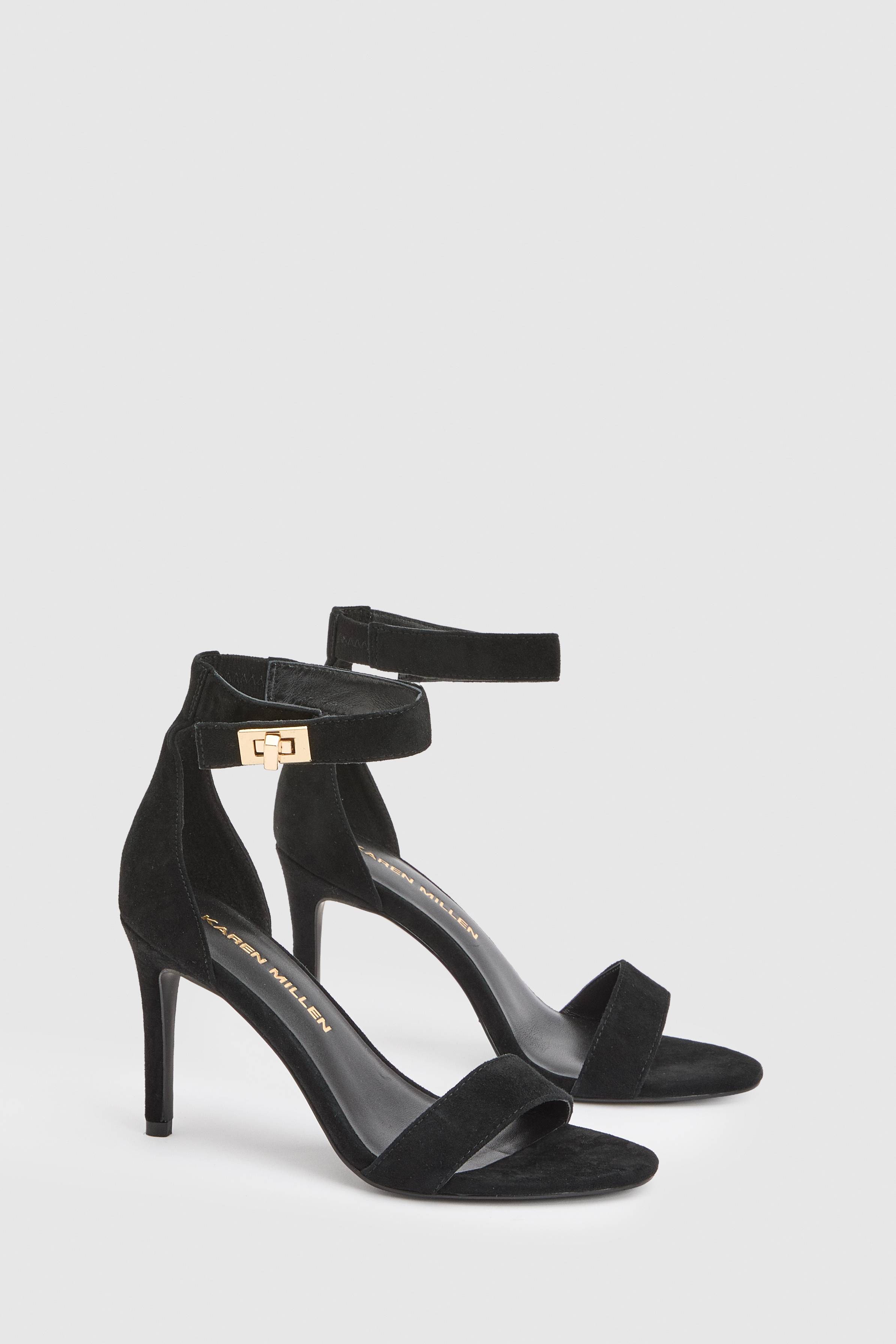 KarenMillen Sandale À Talon En Cuir Avec Détail De Fermoir Tournant