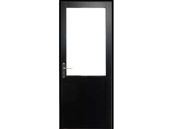 Bloc Porte Atelier Noir Sans Meneau H204 X L73 Poussant Droite Cotes Tableau +poignée Gd Menuiseries