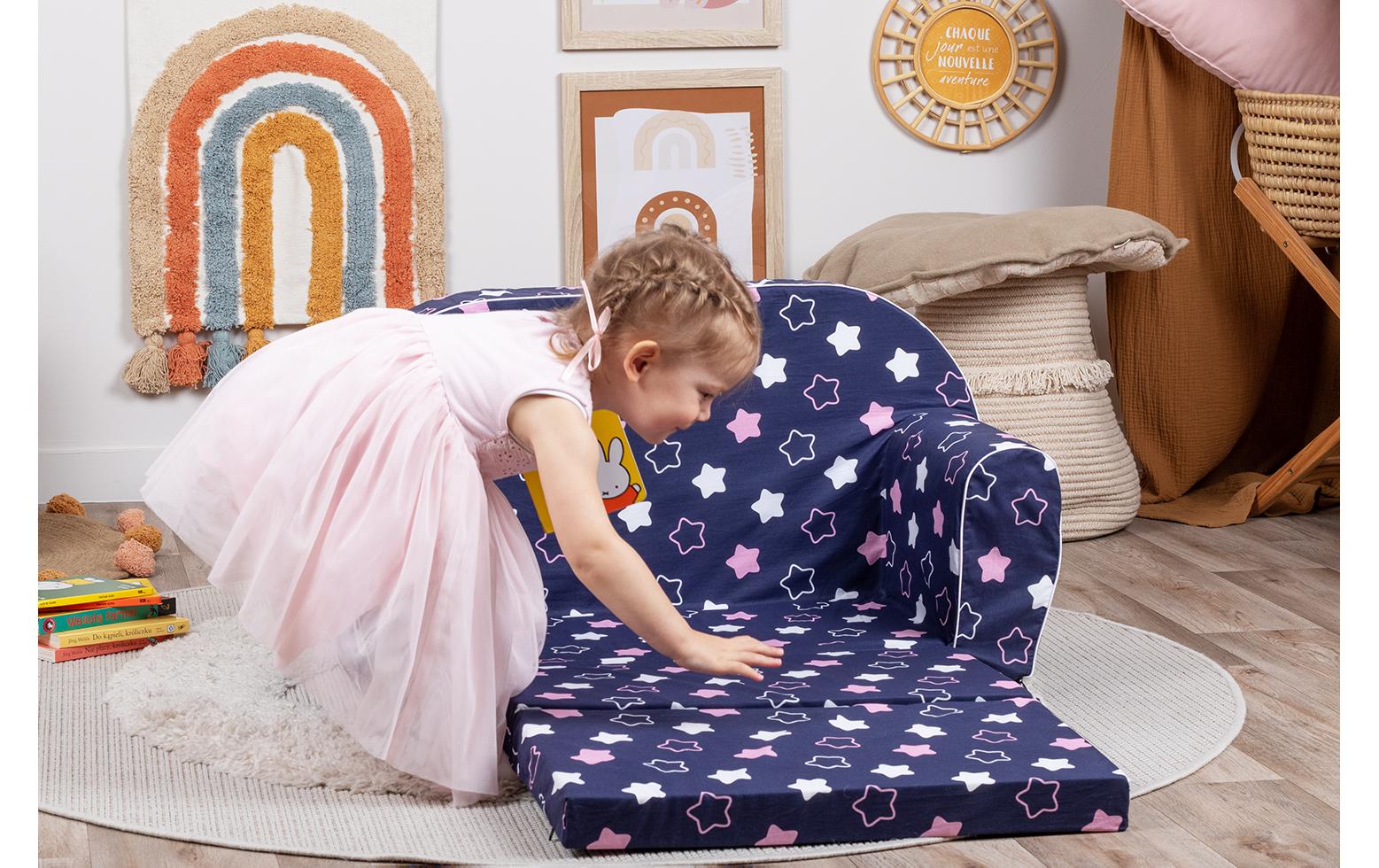 Kindersofa «Star blue pink»Ausklappbares Kindersofa