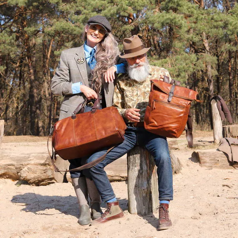 BEAR DESIGN Rucksack Cognac Leder  mit Laptopfach