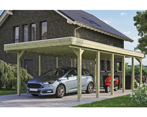 SKAN HOLZ Friesland enkele carport 397x860 cm met dompelgeïmpregneerd aluminium dak