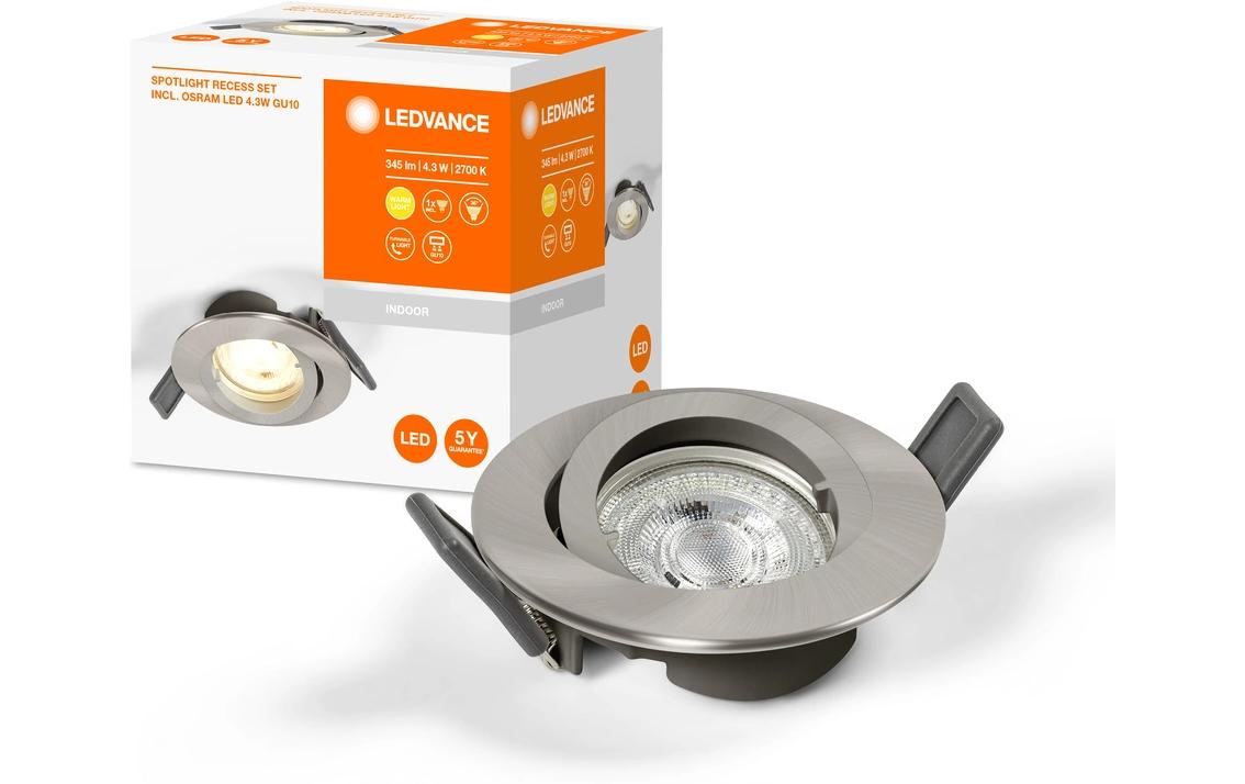 Einbauspot Downlight Twistlock, GU10, 4.3W, 2700K, GrauSpotleuchte zur Deckenmontage