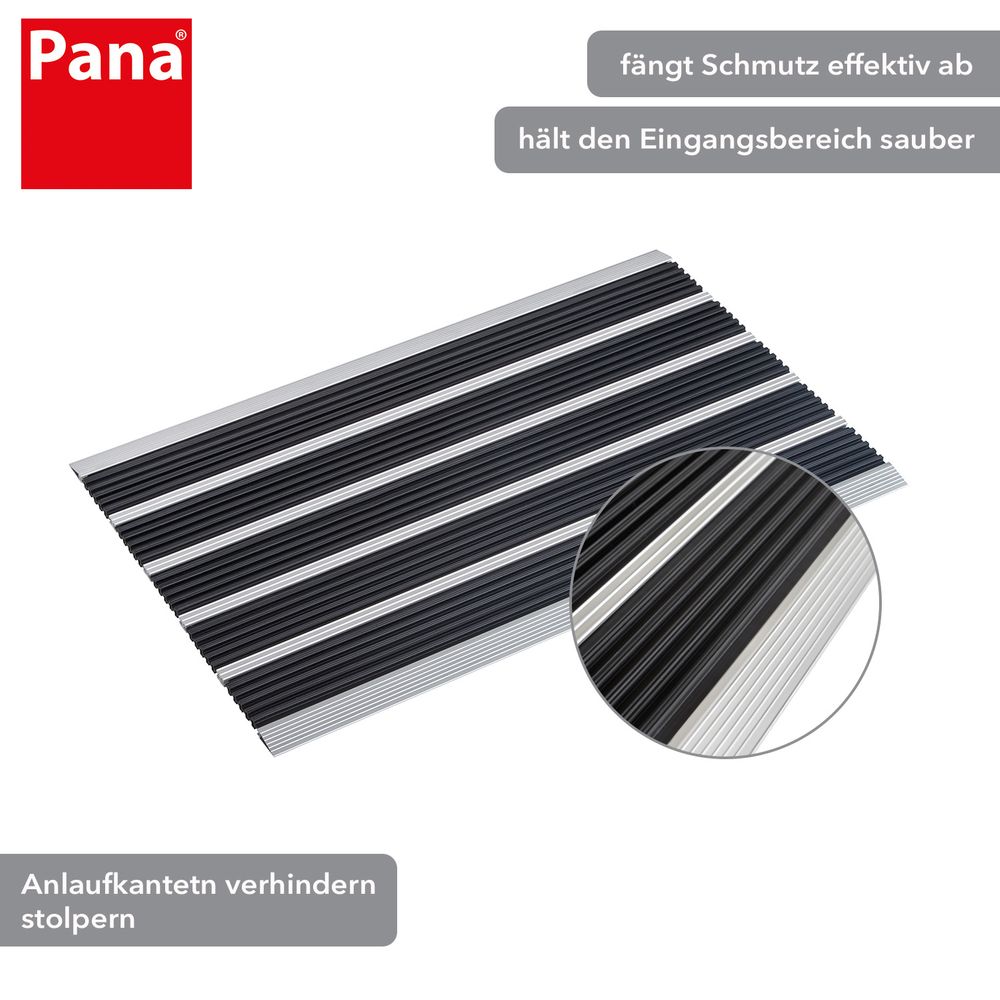 PANA® Aluminium Türmatte I Fußmatte Außen I Schmutzfangmatte I Fussabtreter mit Nadelfilzeinlagen I für den Aussenbereich I floor mat I Größe: ca. 39x60cm I verschiedene Farben