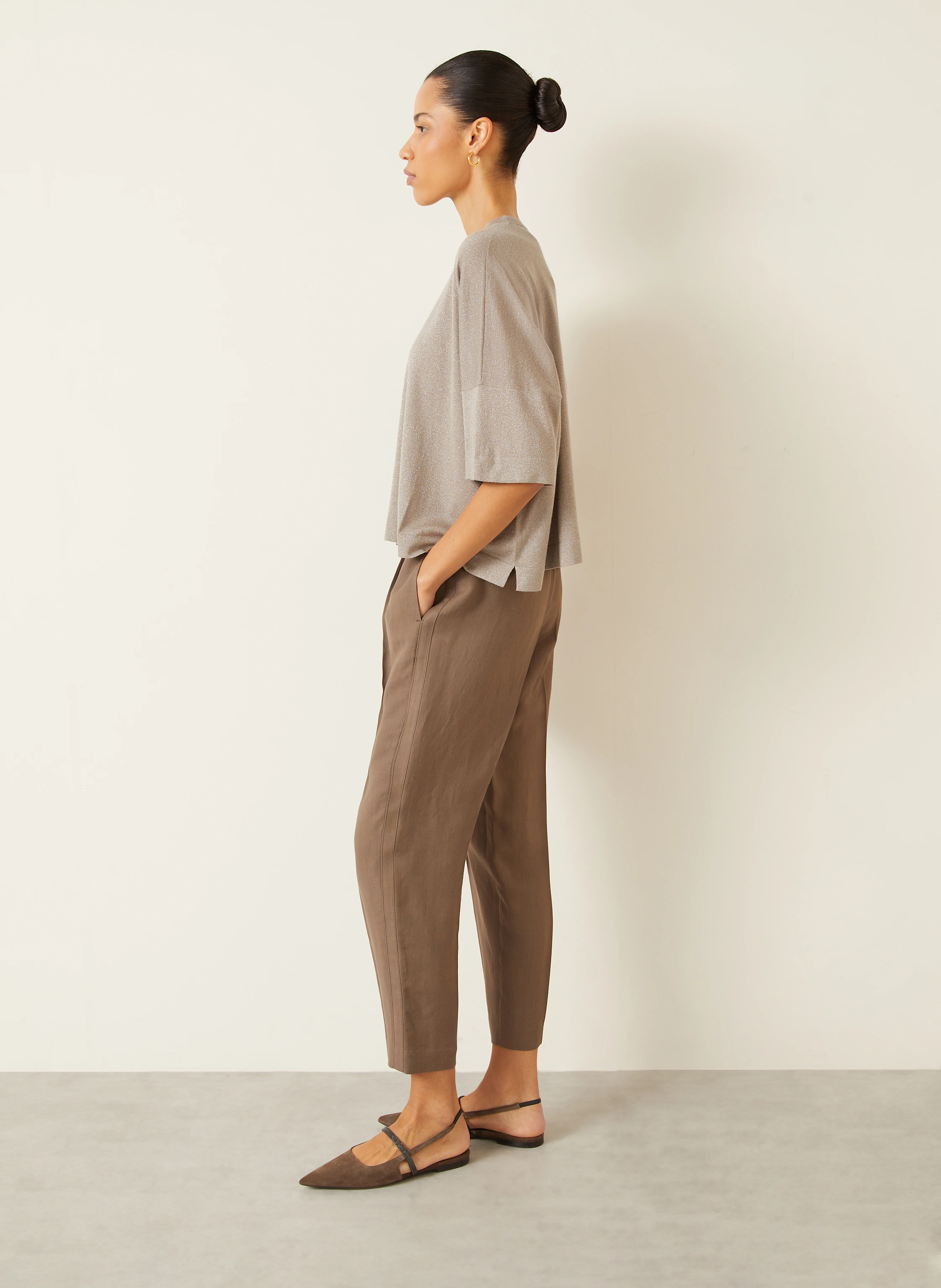 BRUNELLO CUCINELLI Strickshirt mit Cashmere und Glitzergarn