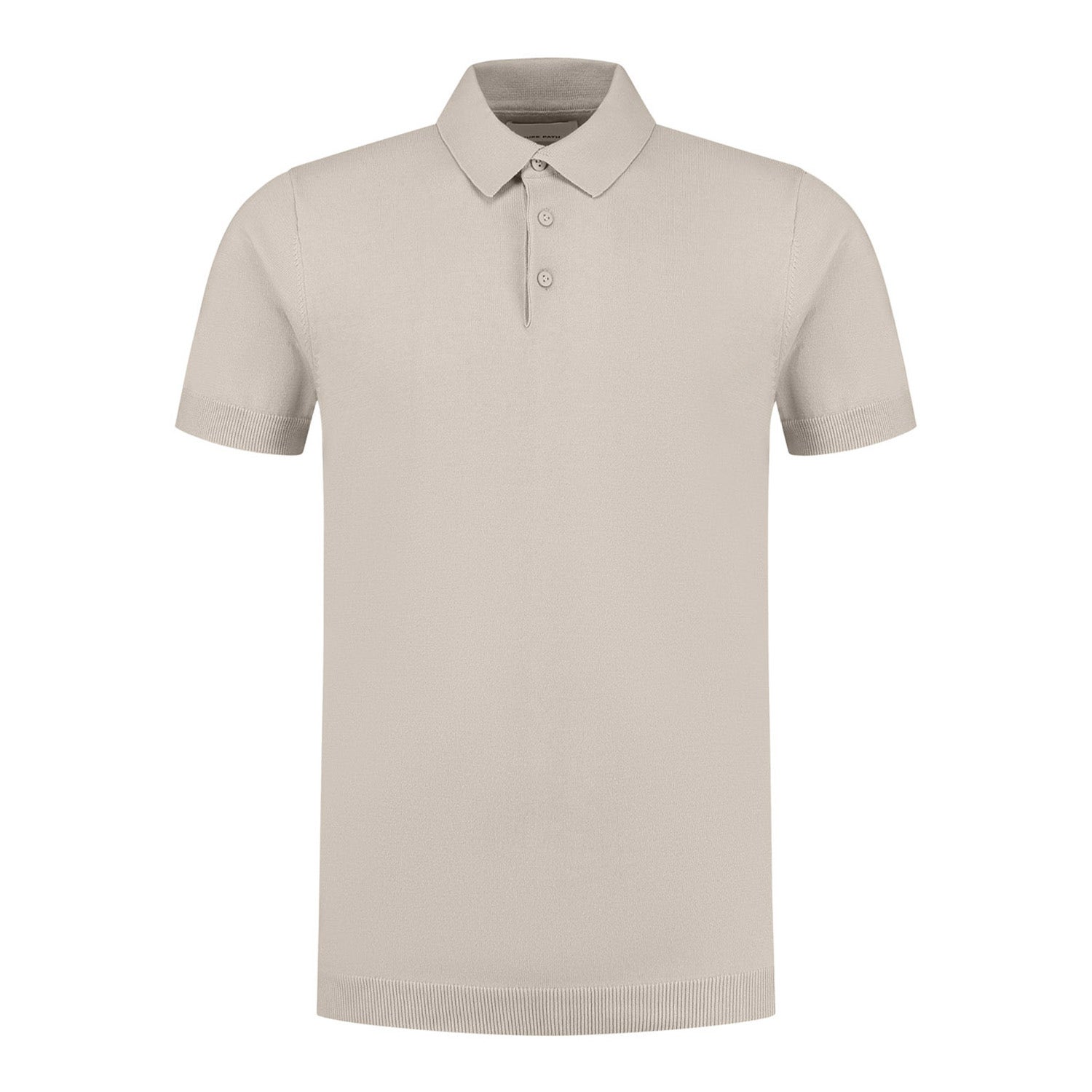 PURE PATH  Knitted Short Sleeve Polo Button Up